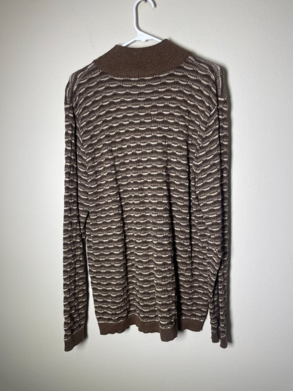 Inka's 100% Baby Alpaca 1/4 zip Brown Tan Men's Sweater Large Cozy Grandpa! - Picture 6 of 7